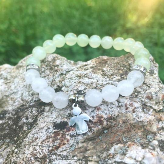 Minerální náramek křišťál, jadeit - VÁNEK